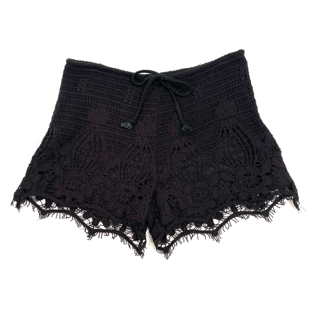 Black Crochet Shorts